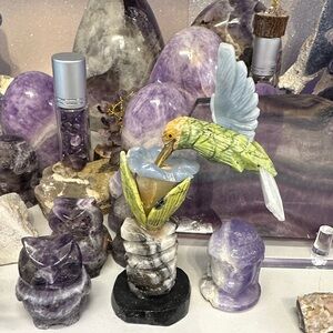 Green and Blue Hummingbird Sculpture